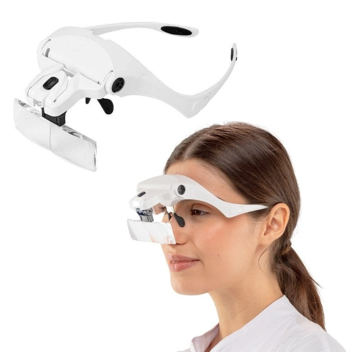 Lupa de Cabeza Ligera V5 con 05 Lentes y Doble LED