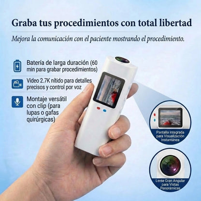 Mini Cámara 2.7K con Visión en Primera Persona para Lupas y Gafas Graduadas