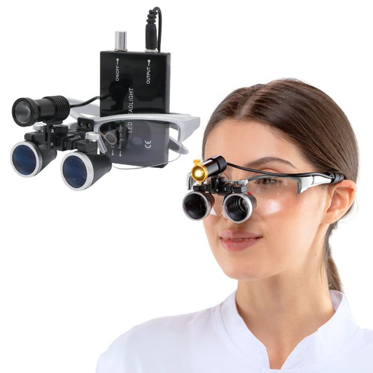 Lupa X1 con Lentes de 2.5x o 3.5x y Lámpara Frontal de 5 W